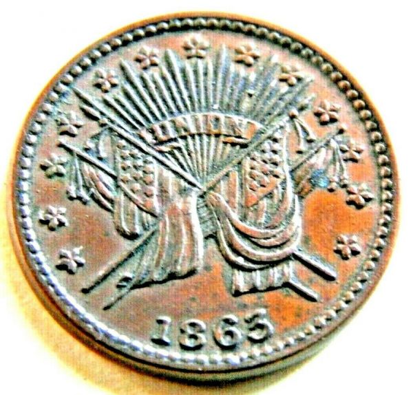 1863 CIVIL WAR PATRIOT FULD 189/399 STAR OF DAVID CROSSED FLAGS UNION ...