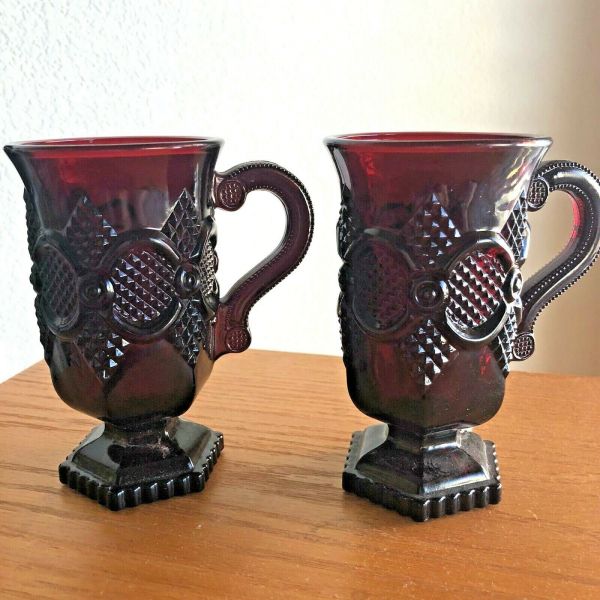 Vintage Irish Coffee Mugs Set Of Two Cape Cod Ruby Red By AVON 3 1/2 ...
